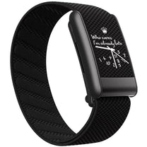 Bracelet WHOOP Already Late noir au cadran inspiré d'une Rolex : couronne, index et aiguilles dessinés à la main